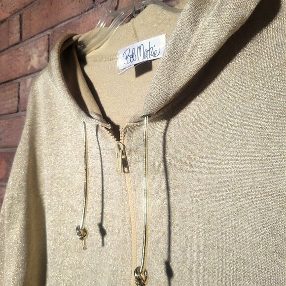 Bob Mackie Women's Gold Shimmer 1/4 Zip Hooded Sweatshirt - Size M - Picture 6 of 14